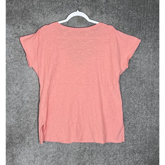 J Jill Deep V-Neck‎ Drawstring Waist Top Womens Size Large Peach Pima Cotton - Picture 2 of 9